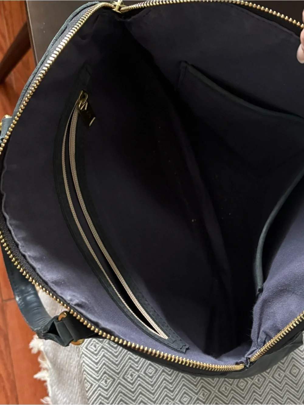 Sseko Black Leather Satchel with burgundy Tassel Charm